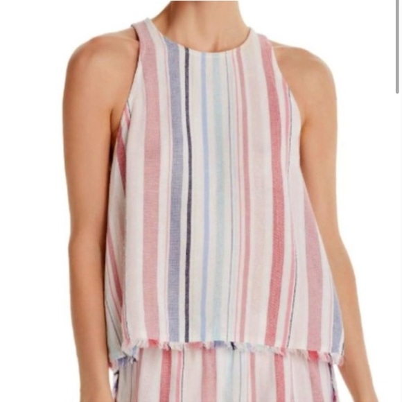 Bella Dahl Women's Florence Fray Striped Hem Swing Tank - Picture 1 of 9